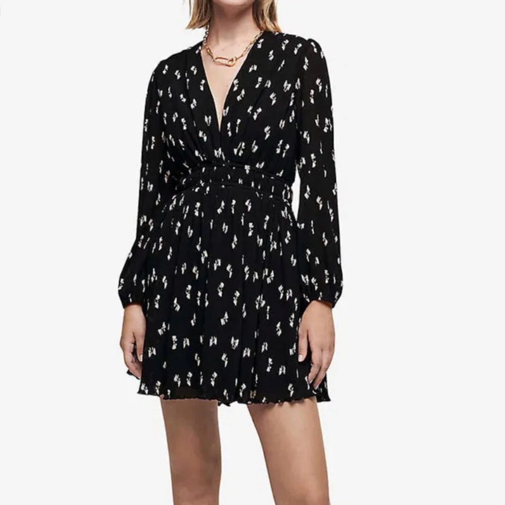 Maje Rionana Bow Print Mini Dress Size 36/S
